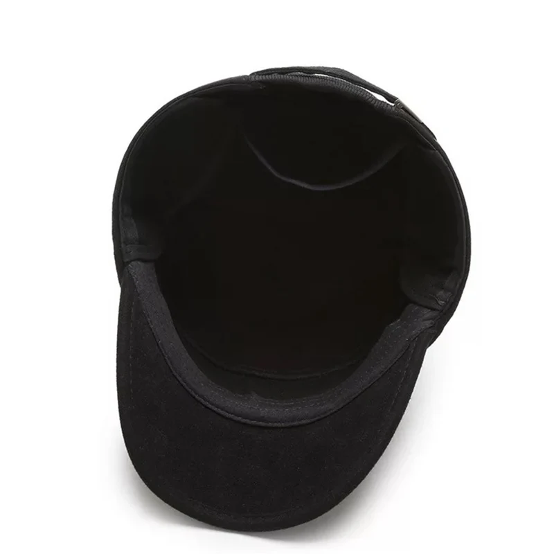 TOHUIYAN Classic Woolen Military Hat Vintage Flat Top Caps Winter Warm Earflap Hats Men Army Cap Fashion Adjustable Cadet Hats