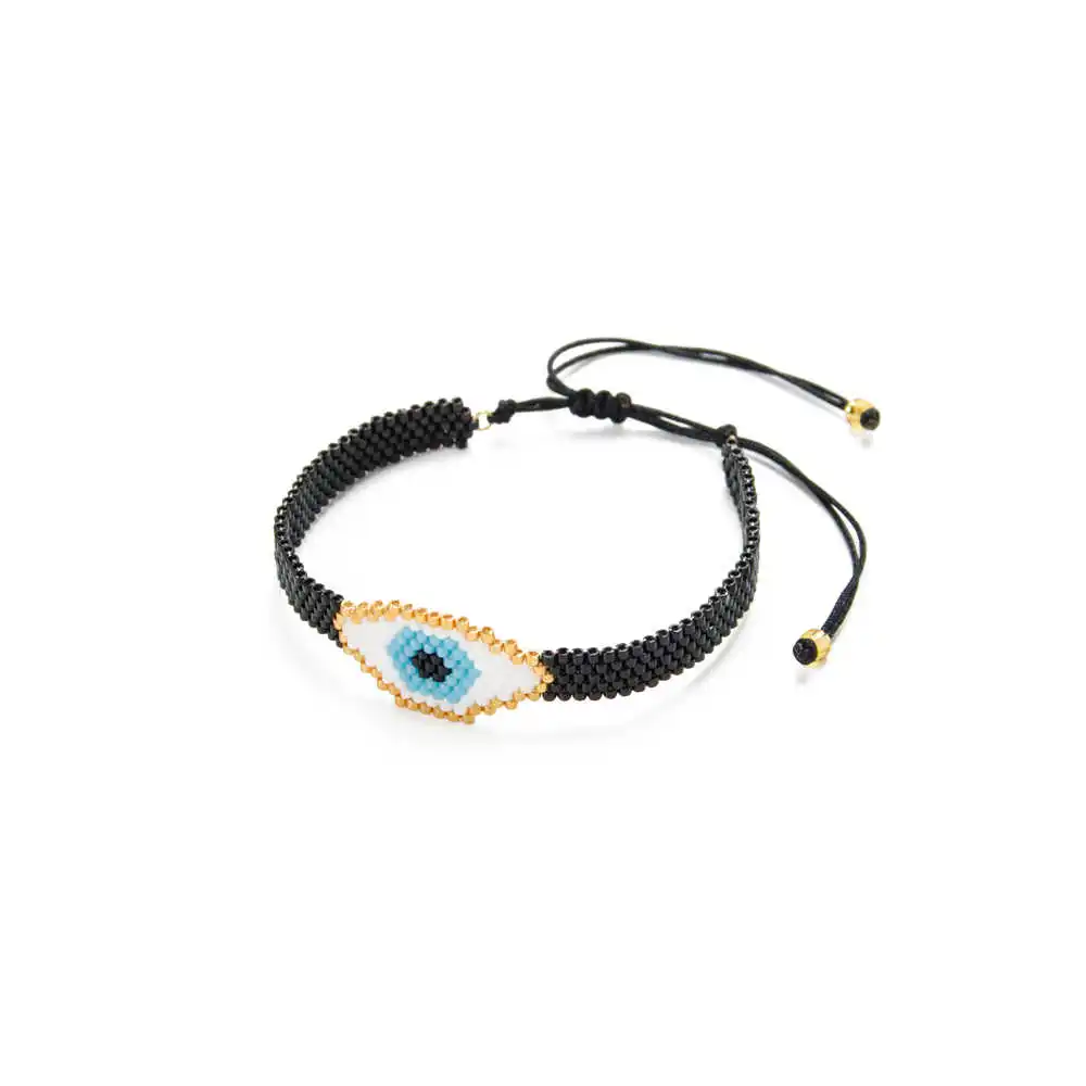 Go2boho браслет от сглаза Mujer MIYUKI браслет турецкий глаз ювелирные изделия летний подарок Черный Кристалл кисточкой для женщин ткачество