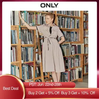 

ONLY Women's 100% Cotton Cinched Waist A-lined Mid-length Dress | 119207526