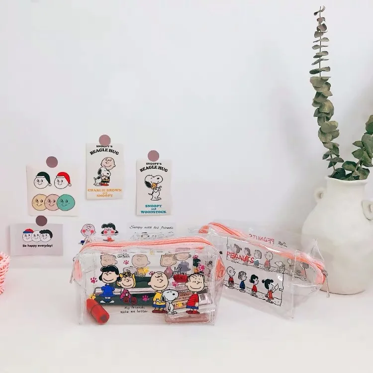 INS Peanuts Rogue Dog Kawaii Мультфильм прозрачный ПВХ высокой емкости Карандаш сумка для хранения кошелек карта Упаковка обучающее хранение
