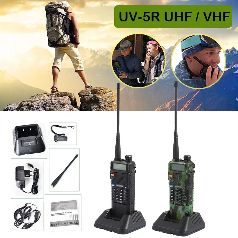 2 шт Baofeng UV-5R иди и болтай Walkie Talkie “иди и радиолюбителей Портативный иди и болтай Walkie Talkie“ иди и 128 двухдиапазонный УКВ/VHF радио двухстороннее радио UV 5r C