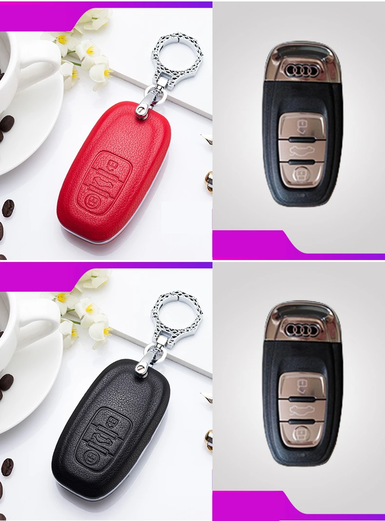 Горячие автомобильные аксессуары кожаный чехол для ключей для Audi, чехол для ключей Q3Q5 Sline A3 A5 A6 C5 A4 B6 B7 B8 TT 80 S6 C6 Shell Fob для автомобильного ключа