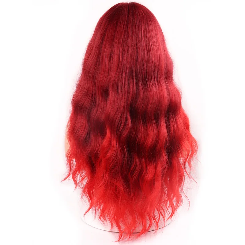 MERISI HAIR 26" Long Water Wave Women Wigs with Bangs Red Blonde Black Heat Resistant Synthetic Wigs for Women African American - Цвет: P4/30