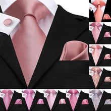 Hi-Tie шелк классический мужской свадебный коралловый розовый красный персиковый галстук карманные Квадратные Запонки Набор галстуки с розами для мужчин одноцветные Галстуки Пейсли