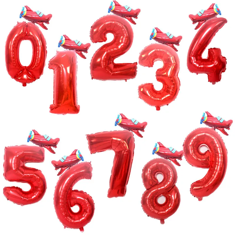 32in red 16in Plane 2 шт. 32 дюймов красный/синий Количество воздушных шаров 16 дюймов пожарная машина поезда Фольга шар От 0 до 9 лет День рождения украшения детские игрушки - Цвет: 32in red 16in Plane
