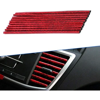 

10 Pcs Universal Car Accessories Air Conditioner Gas Export Air Outlet Decoration Strip Red Car Stickers