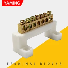 P129 ponte branca design zero linha 7 posição de cobre aterramento tira terminal bloco conector para gabinete distribuição