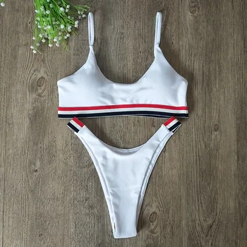 

Sexy Sport Type Brazilian Bikini Set Push Up Bikinis Micro Swimwear Thong Bikini Striped Bandage Swimsuit Women Bathing Suits