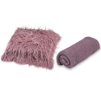 

60 x 50cm Newborn Baby Baby Photography Blanket Fake Wool Carpet Blanket Plush Photography Background Props Basket Filling Fille