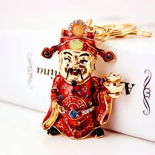 В китайском стиле творческий масло падение корабля подарок Бог богатства автомобильный брелок для ключей металлический кулон Для мужчин украшение на ключи с цепочкой
