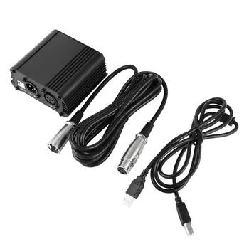 

48V 1-Channel Phantom Power Supply with One XLR Audio Cable for Condenser Microphone Studio Music Voice Recording Equipment