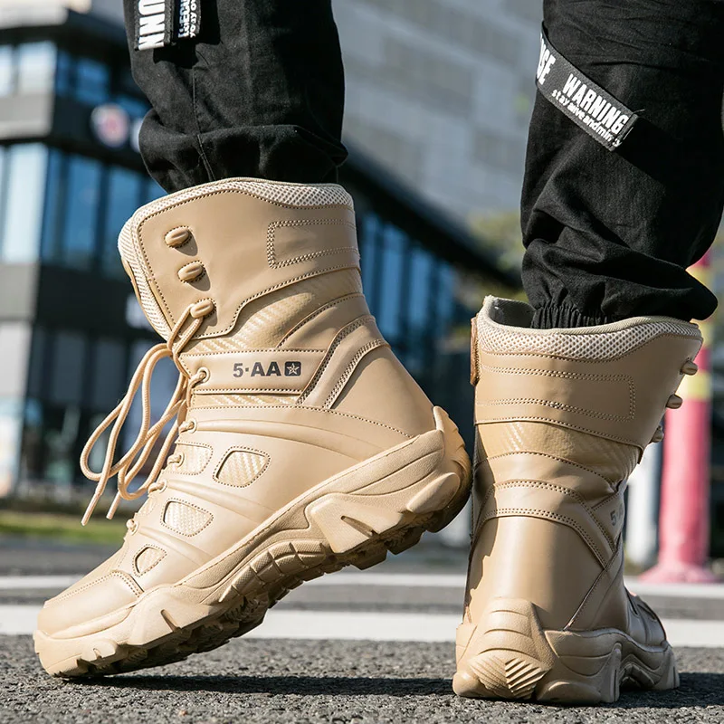 

2020 New Footwear Military Tactical Mens Boots Special Force Leather Desert Combat Ankle Boot Army Men's Shoes Plus Size 39-47