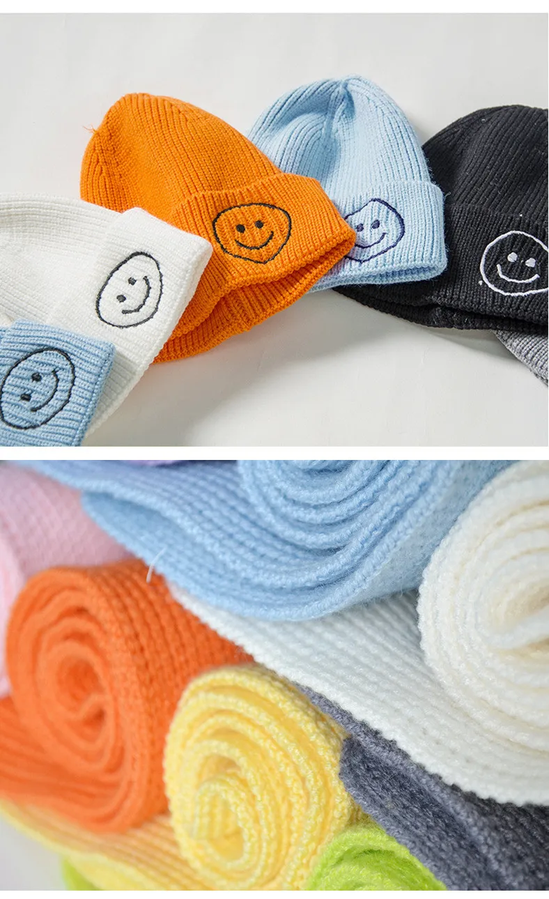 Baby Girls Boy Hat Scarf Set Winter Warm Children Beanie Hat Cute Smile Face Woolen Knitted Hats Scarf Kids Two Piece Set