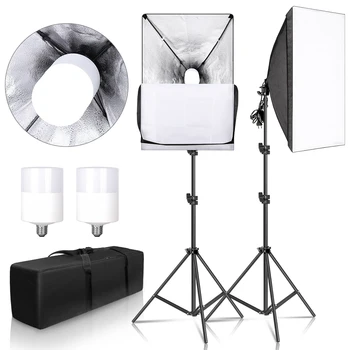 

Photography Softbox For Photo Studio Light Box Professional 50X70cm E27 Softbox Lighting Kit With 2 X 30W LED Bulb & 2 X Tripod
