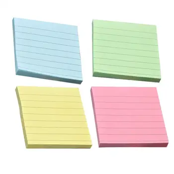 

4pcs Square Index Sticky Notepads Striped Sticky Notepads Kraft Paper Memo Pad Candy Color Self-Stick Note Pads