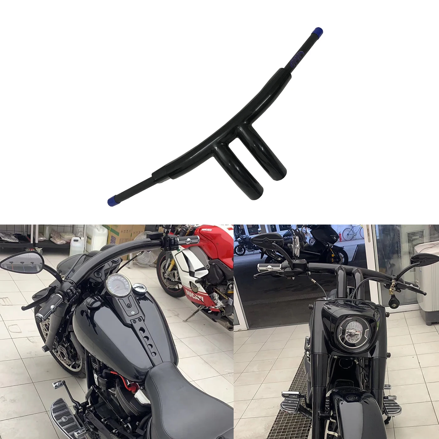 2 inch Motorcycle Handlebar 8" Rise T Bars Drag Bar For Harley Dyna Fat Boy Softail Breakout
