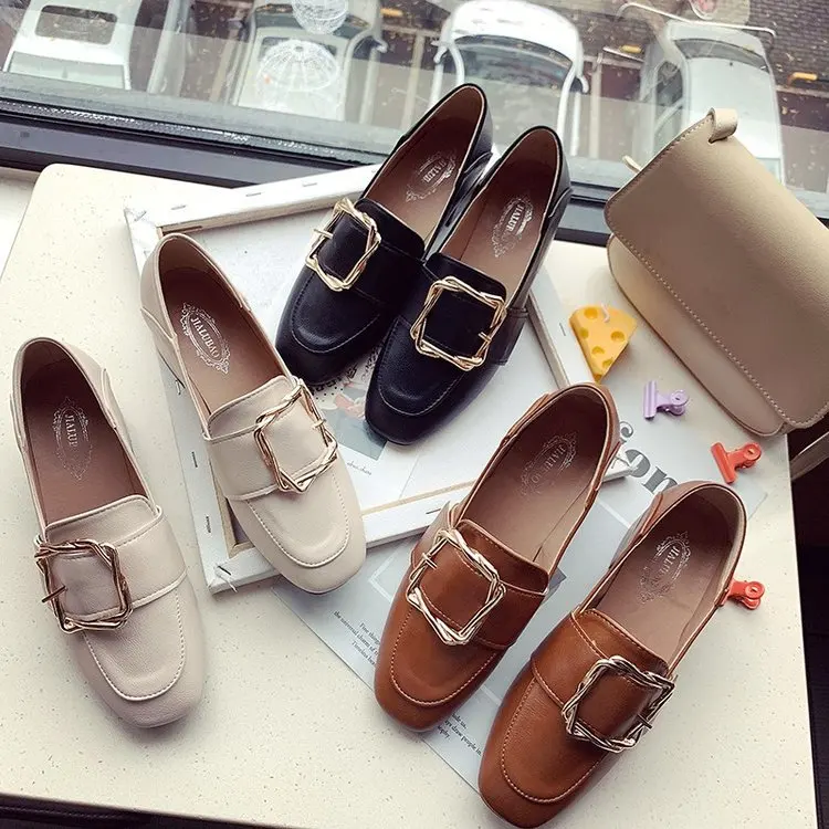 

Small Leather Shoes Women's Vintage Autumn And Winter 2018 New Style Korean-style Belt Buckle Students Versatile College Style C
