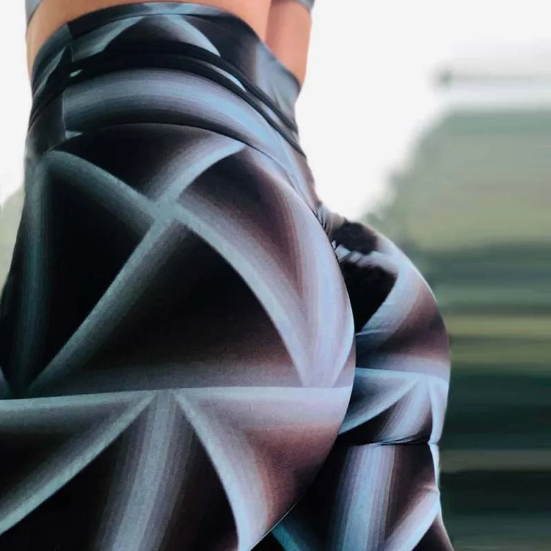 

3D printing hip elastic high waist leggins Slim version fashion sports blue laser sports pants fitness leggings push up legging