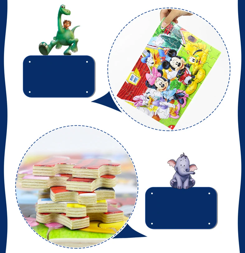 Disney Chindren 60 шт. ломтик детская игрушка-Паззл животные Микки деревянные пазлы детские развивающие игрушки для детей подарок