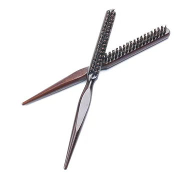 

Wood Handle Natural Boar Fluffy Hair Comb Bristle Brush With Tail Handle Back Combing Detangling Hairdressing Barber Tool