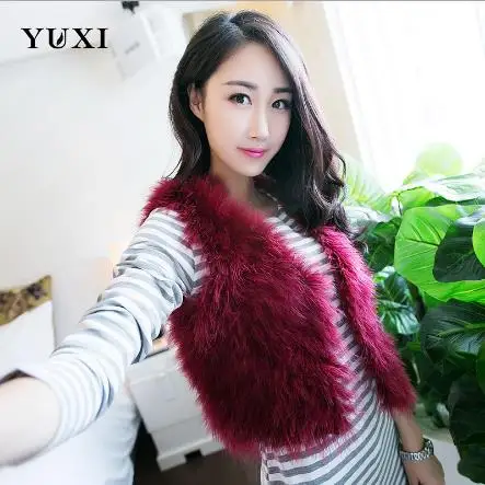 wine red Меховые женские пальто Vetement поступление женские зимние короткие жилеты из искусственного меха пальто v-образный вырез без рукавов норковая Меховая куртка пальто M487 - Цвет: wine red