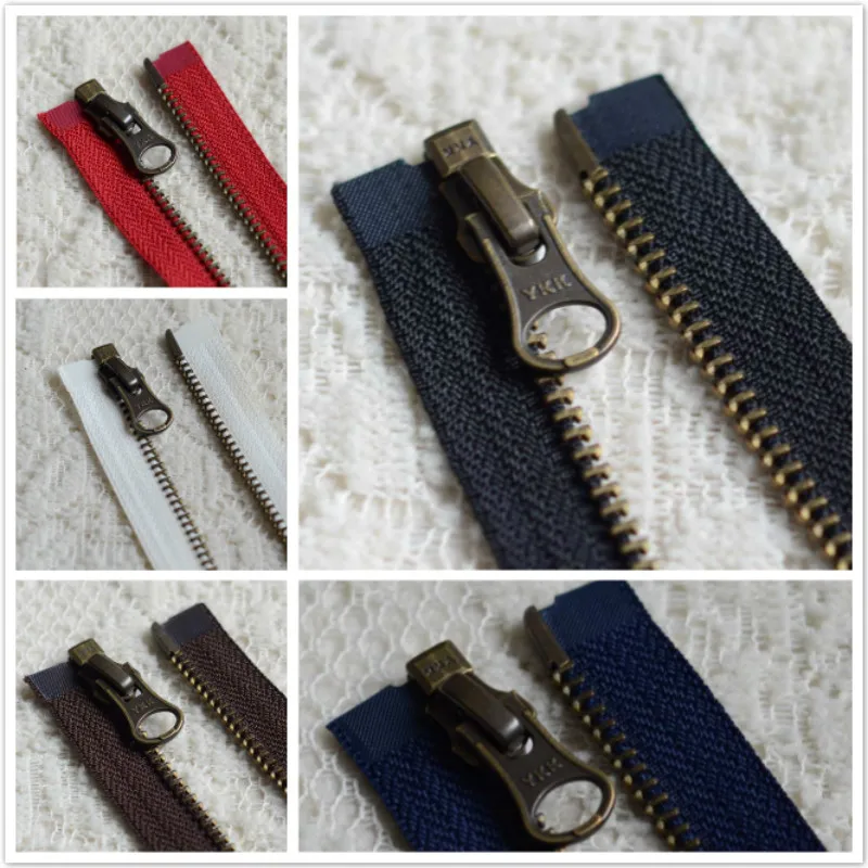 2pcs/lot Long YKK Copper Metal Zipper Black Blue White Red Coffee Single Open End Fastener Replace Sewing Accessories Wholesale image_0