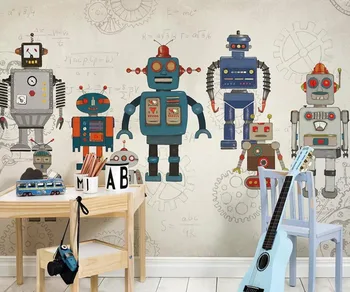 

CJSIR Custom Wallpaper Nordic Modern Minimalist Hand-painted Cartoon Robot Children's Room Background Murals 3d Wallpaper