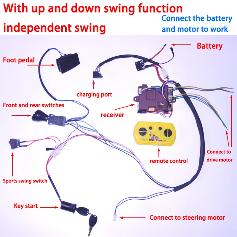 weelye Alambres de accesorios de bricolaje para coche eléctrico para niños,  auto hecho a sí mismo de juguete de piezas, para coche eléctrico niños