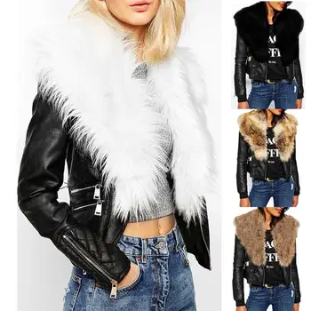 

Winter Leather Jacket Women Fur Collar Fur Liner Faux Leather Jacket Veste Cuir Femme Chaqueta Cuero Mujer Lederjacke Pelle