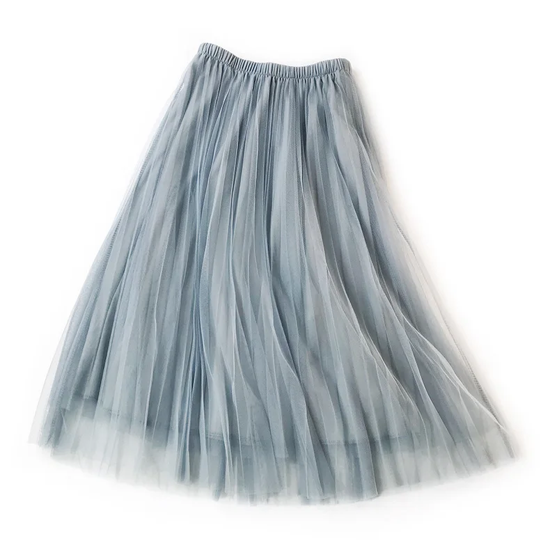 LANMREM Новая летняя модная женская одежда трапециевидной формы с высокой талией, эластичная плиссированная сетчатая длинная юбка средней длины, Женская Нижняя юбка WH2830