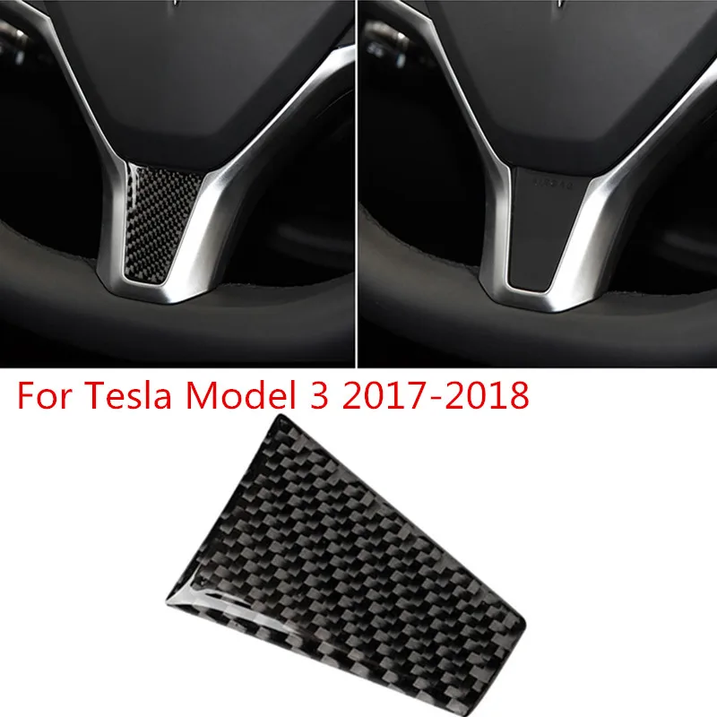 

Car Interior Steering Wheel Cover Trim Fit For Tesla Model 3 2017-2018 Carbon Fiber