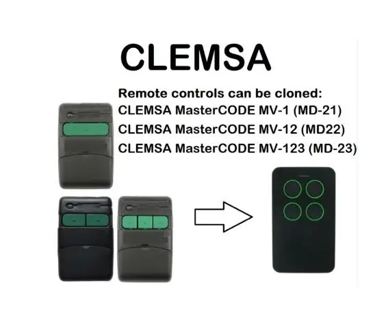 

COMPATIBLE CLEMSA Master CODE MV-1(MD-21) Garage Door Remote Control Duplicator 433.92MHz garage command