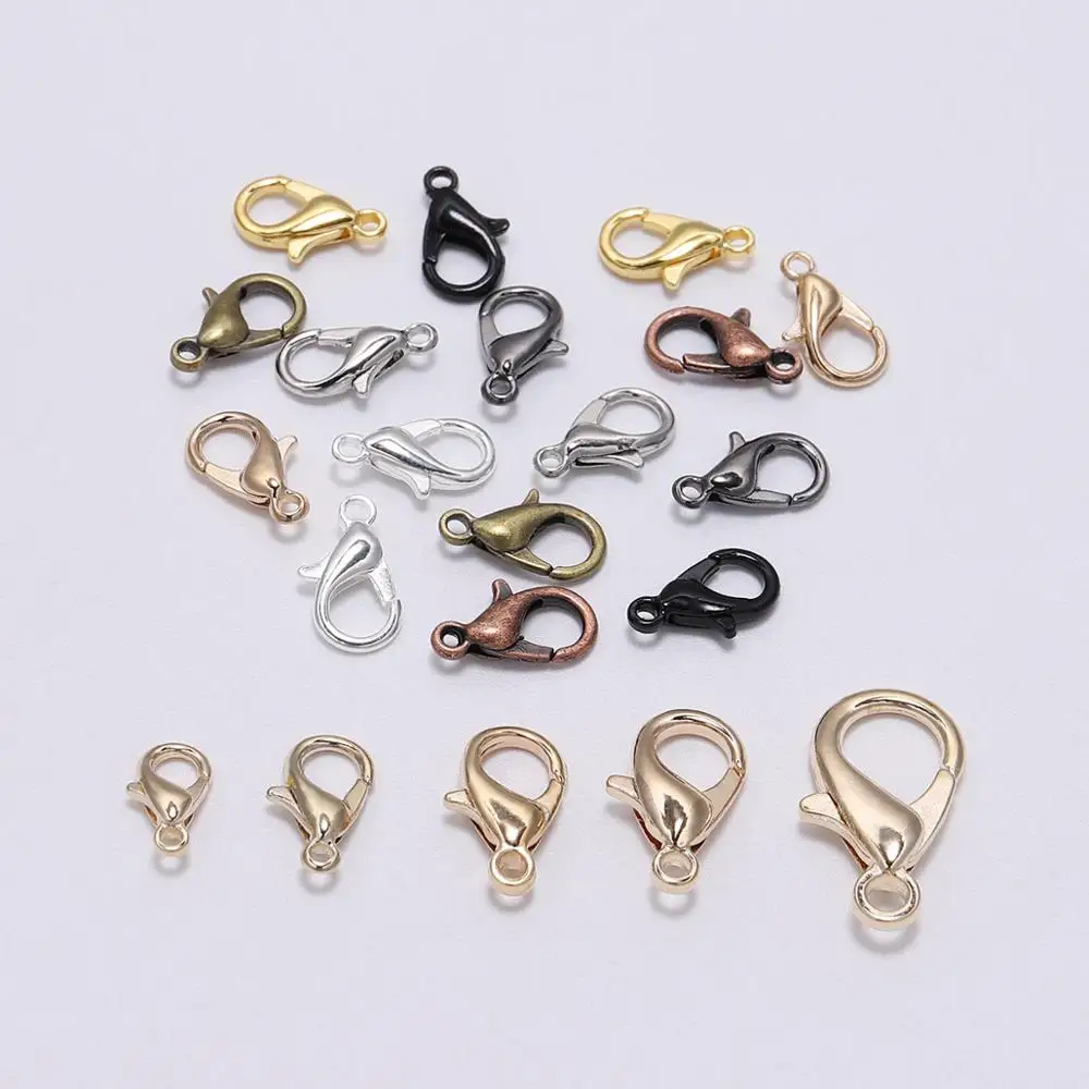 

50pcs/lot Gold Silver Plated Lobster Clasp Hooks Charms for DIY Necklace Chain Accessory Jewelry Making Findings Accessories
