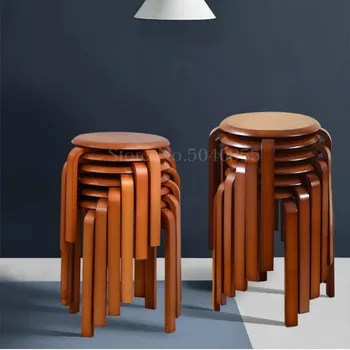 

Adult stool dining table solid wood round stool home wood bench fashion creative stool modern dining stool