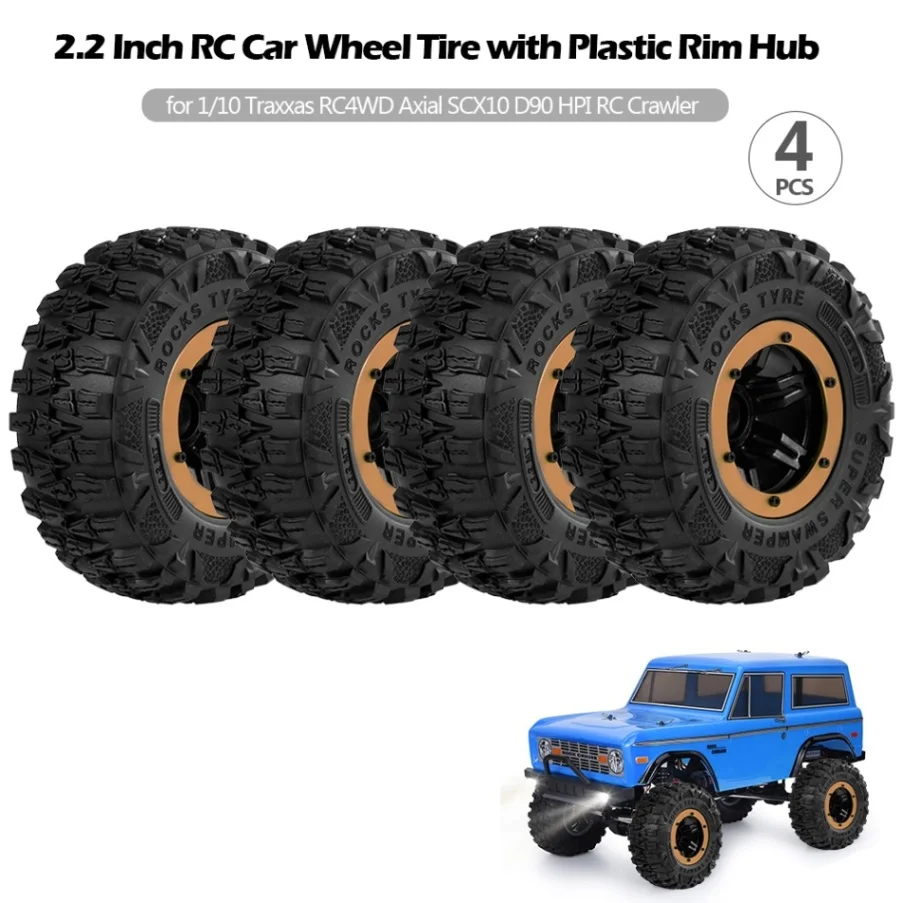 Для 1/10 Traxxas HSP Redcat RC4WD Tamiya Axial SCX10 D90 HPI RC Гусеничный 4 шт. 2,2 дюйма RC колеса автомобиля Шины с пластиковый обод ступицы - Цвет: Yellow