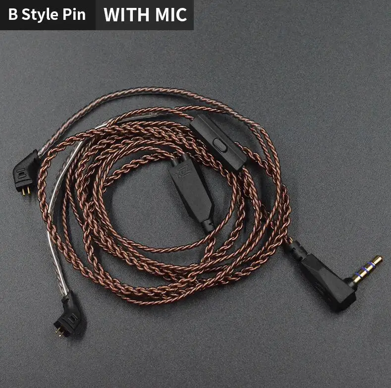 B style with mic KZ ZS10 ZST ZS3 кабель высокой чистоты бескислородной меди Bluetooth кабель 2pin кабель для KZ Z10 ZST ZSN CCA C10 V80 - Color: B style with mic