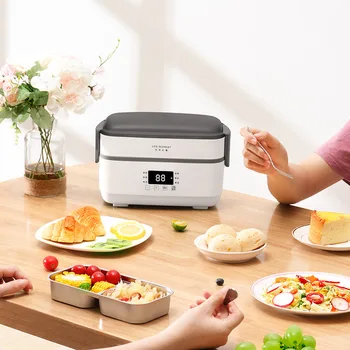 220V Multifunction Electric Lunch Box Double Stainless Steel Liner Insulation Portable Steam Heat Electric Rice Cooker Office 5