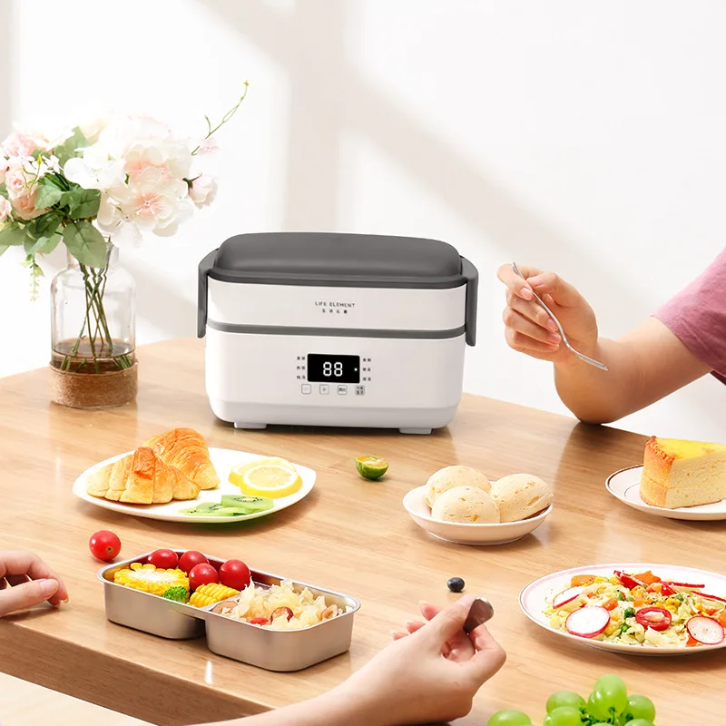  220V Multifunction Electric Lunch Box Double Stainless Steel Liner Insulation Portable Steam Heat E