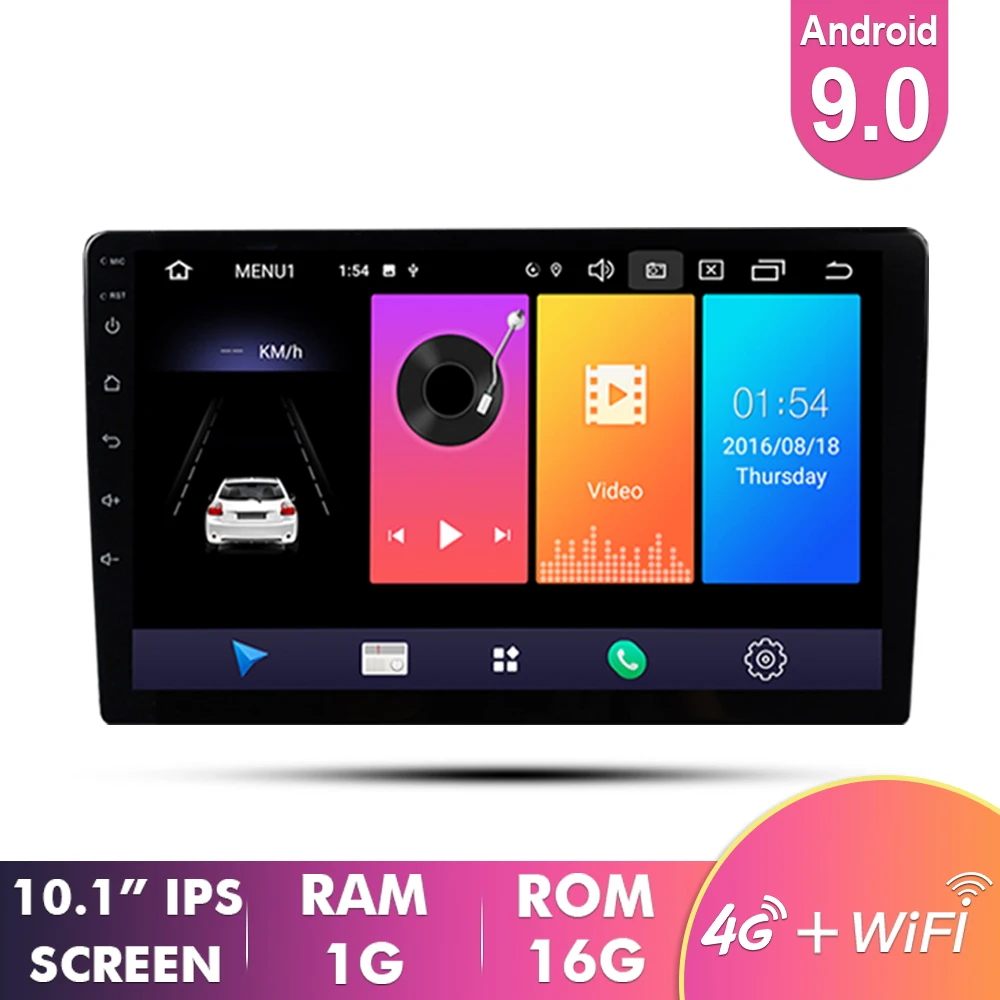 EKIY 9 ''/10,1'' ips Android 9,0 Универсальный 2 Din gps Navi автомобильный Радио мультимедийный плеер BT 4G Wifi авто стерео аудио видео плеер - Цвет: 10inch 1G16G