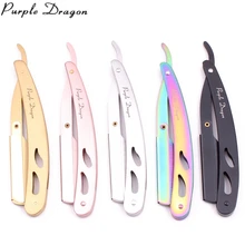 1 Set Purple Dragon Brand Men Straight Barber Edge Steel Folding Shaving Knife Hair Removal Tools Shaving Razor With Blade Z6102