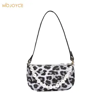 

Youth Ladies Simple Versatile Bag Women Leopard Printed Handbags Lady Pearl PU Travel Zipper Shoulder Tote Bags