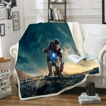 

Super Soft Sherpa Fleece Blanket Movie Scene Throw Blanket Hero Iron Man Sofa Bed Cover Outside Picnic Nap Blanket for Boy Adult