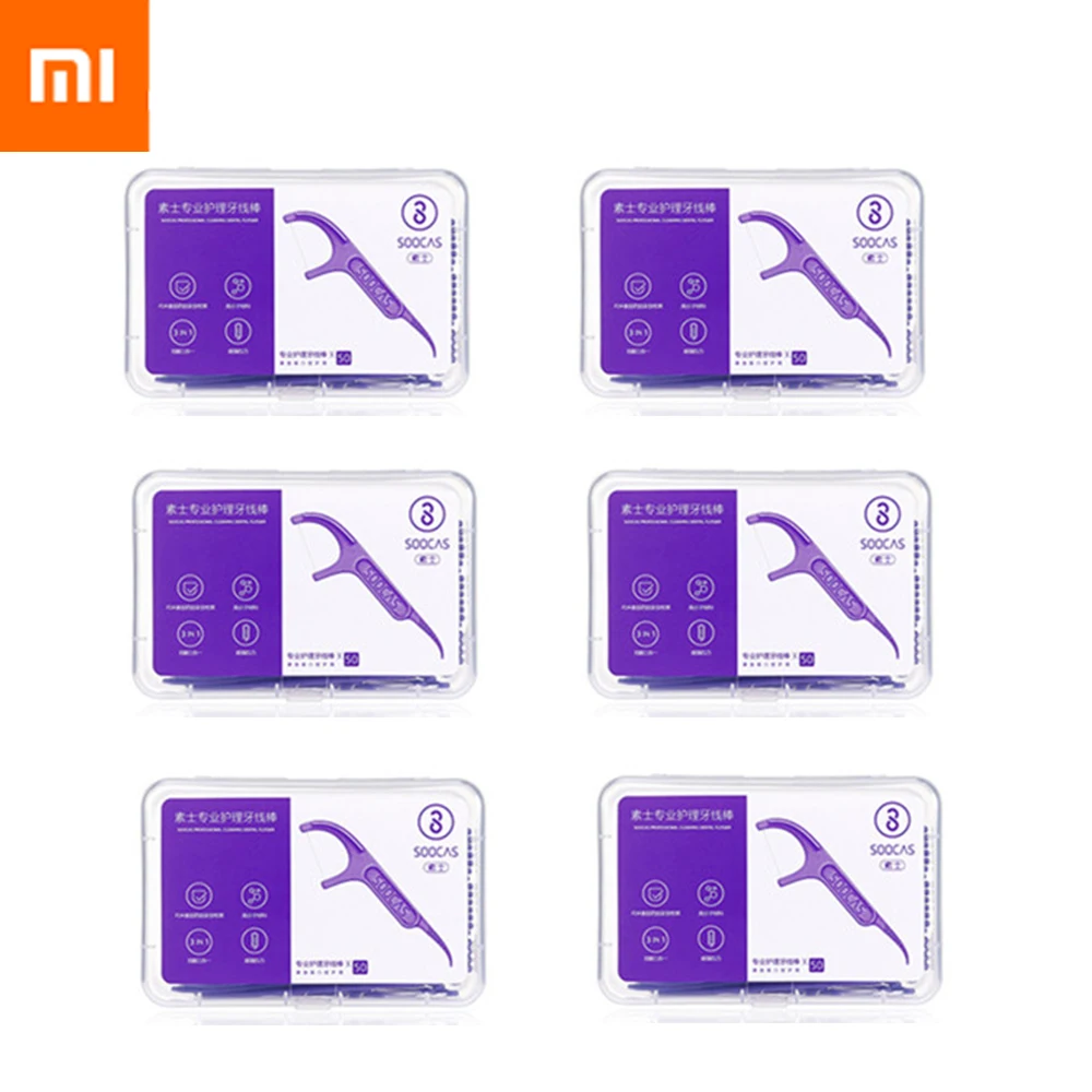 

6Boxes/set Original Xiaomi Soocare Daily Tooth Cleaning Professional Superfine Dental Floss 50pcs In One Box