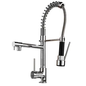 

Faucet Swivel Single Handle Sink Pull Down Spray Mixer Tap Durable for Kitchen