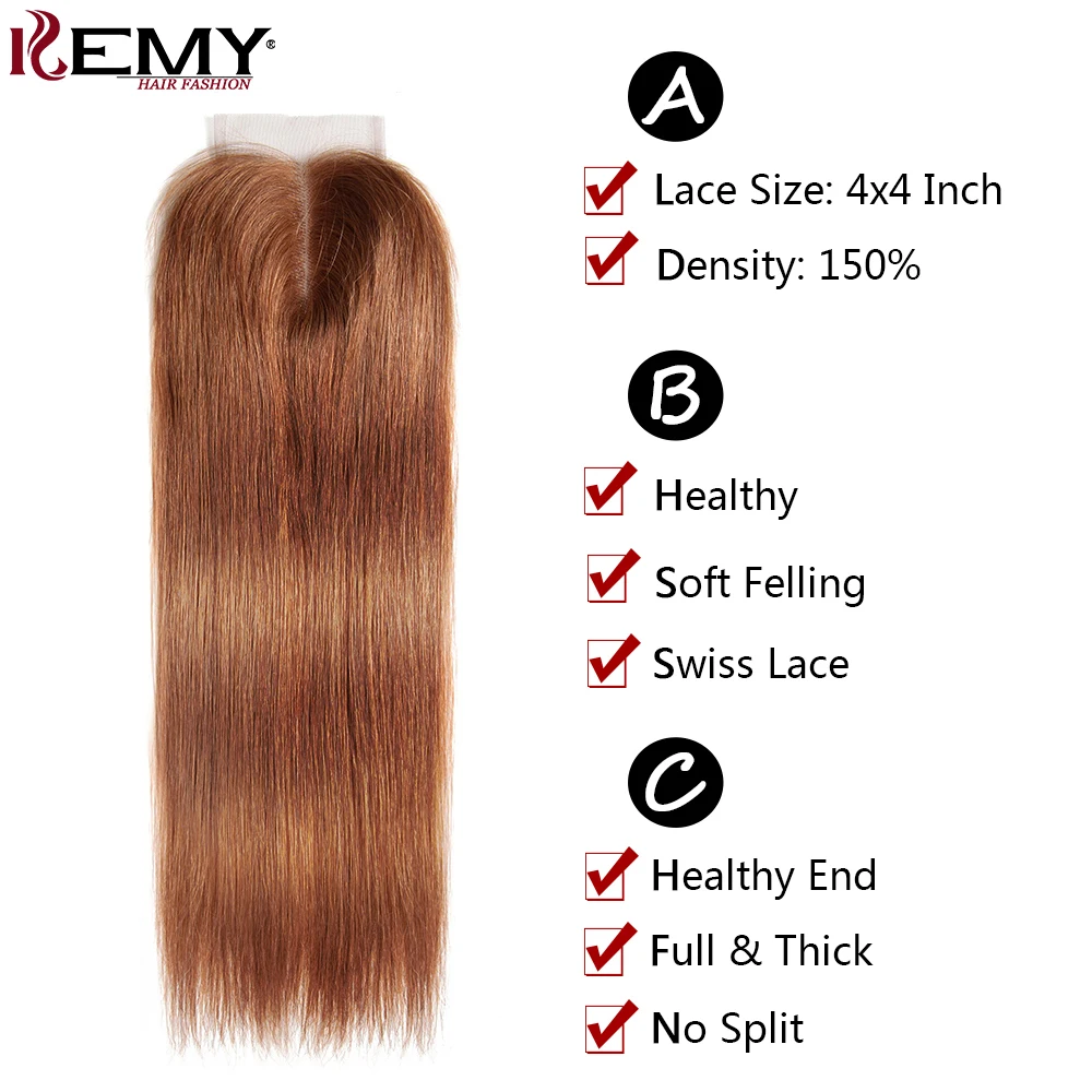 Tanie 4*4 brazylijski zamknięcie koronki KEMY włosów 100% nie Remy proste włosy ludzkie darmo Middle trzy część szwajcarska koronka bez zapięć wysyłka