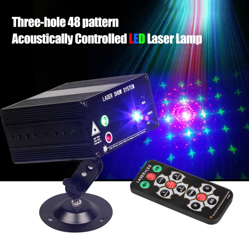 

Newly Sale 48 Pattern Projection Lamp LED Stage Lasers Lights Sound Activated Auto with Remote Control L5 #4