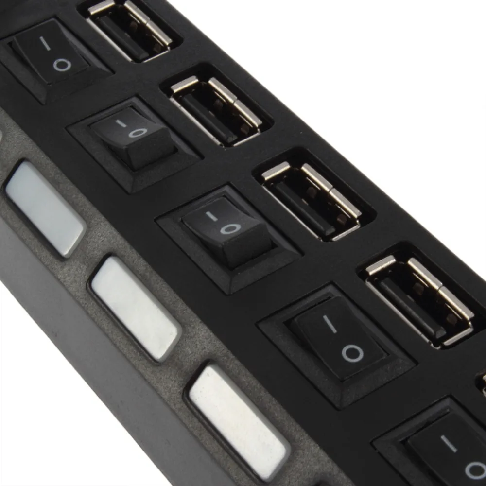 Высокое качество переключатель включения/выключения мини 7 портов USB 2,0 высокоскоростной концентратор Черный для ноутбука для ПК черный эргономичный дизайн