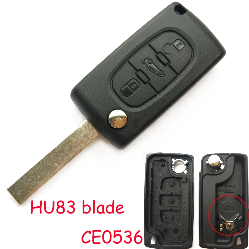 Флип чехол для PEUGEOT 407 307 308 207 208 607 с 3 кнопками и лезвием VA2/HU83|Ключ от авто| |