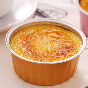 

BEST100Pcs Disposable Aluminum Foil Baking Cups Creme Brulee Dessert Oval Shape Cupcake Cups with Lids Cake Egg Tools