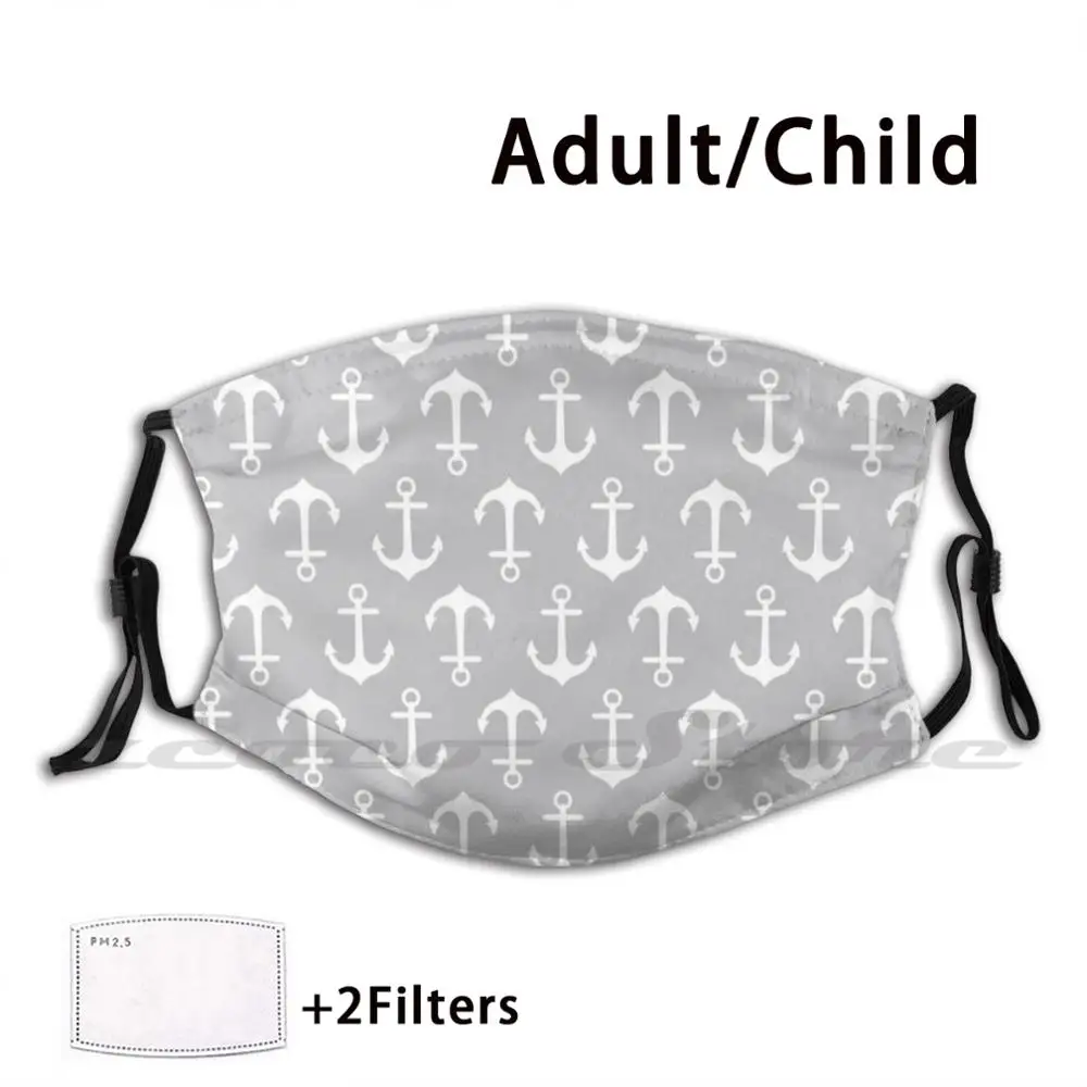 

Anchors Aweigh-Gray Mask DIY Washable Filter Pm2.5 Mouth Trending Pattern Seaside Beach Anchor Away Aweigh Gray Grey